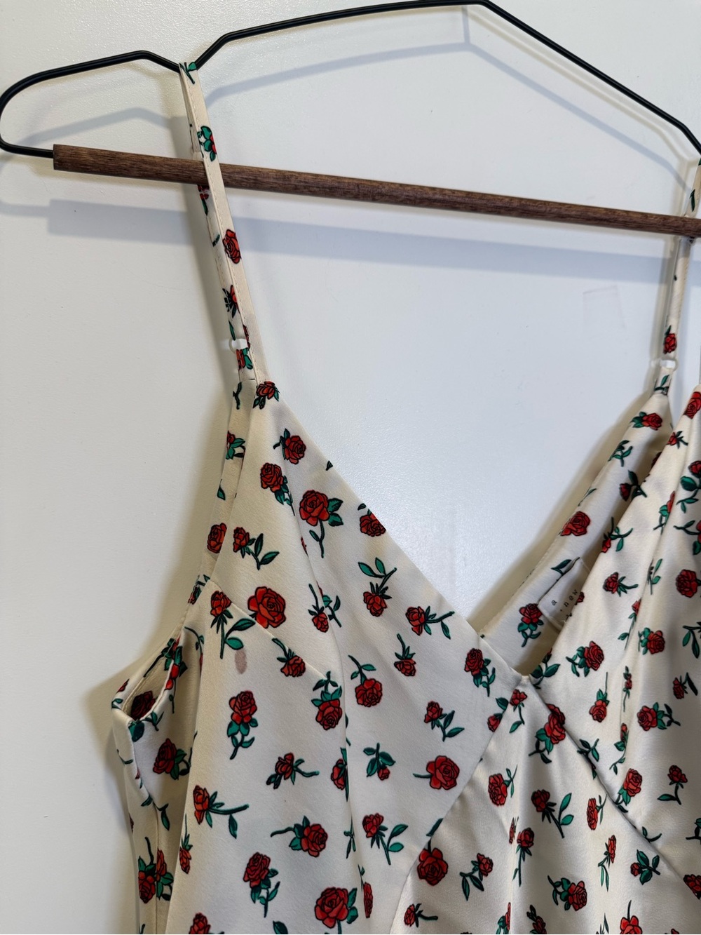 A New Day Cream Rose Floral Slip Maxi Dress Satin with Spaghetti Straps - Picture 2 of 7